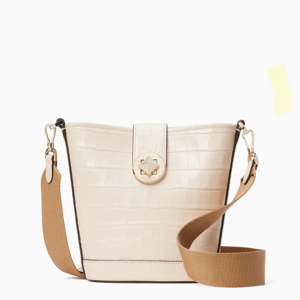 🆕🔖NWT Kate Spade ♠️ Audrey Mini Bucket Bag | White Croc Bag